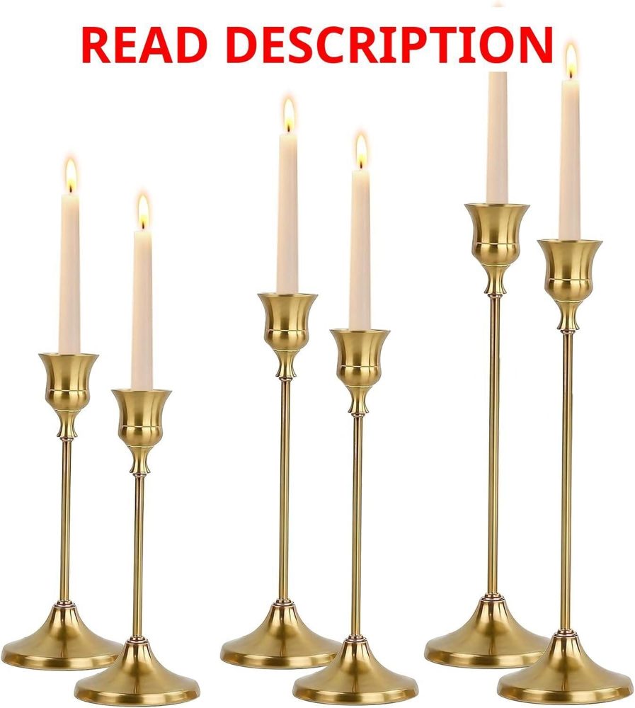 French Gold Candle Holders - 2 Sets (6 Pcs)