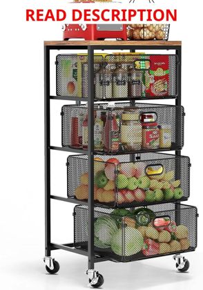 Goovilla Kitchen Cart with Drawers Wheels