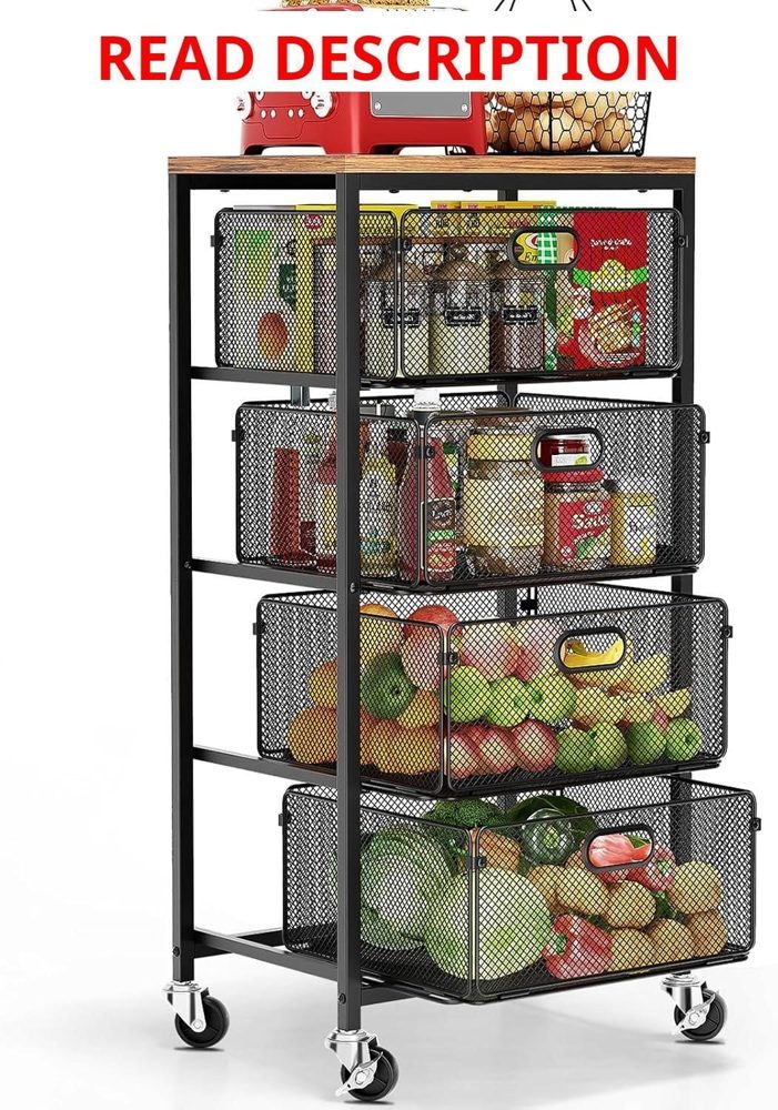 Goovilla Kitchen Cart with Drawers Wheels
