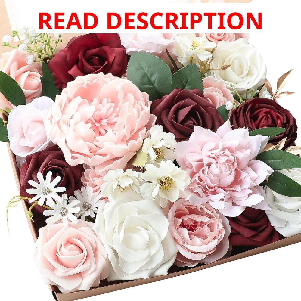 Floroom Burgundy Artificial Flowers Box Set