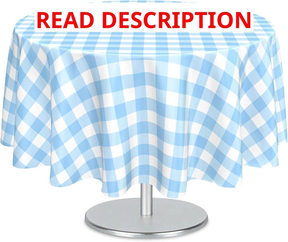 Mulbozy 2 Pcs Light Blue Gingham Tablecloths