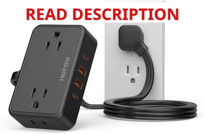 HOPOW Flat Plug Extension Cord 4AC&2A2C 3ft