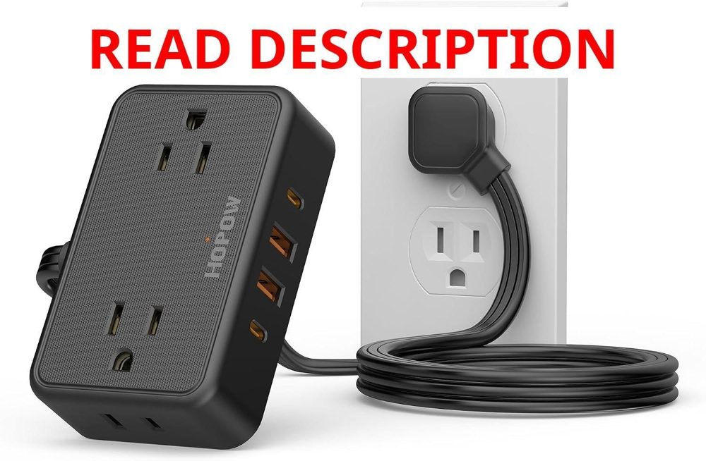 HOPOW Flat Plug Extension Cord 4AC&2A2C 3ft
