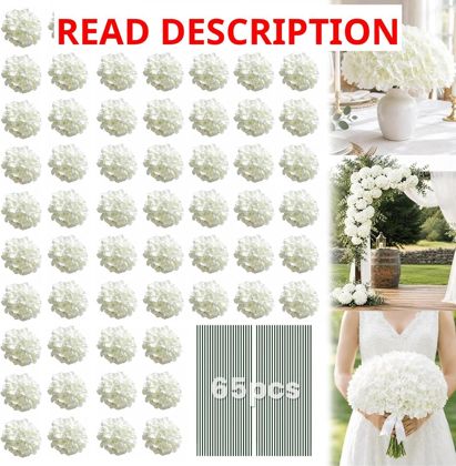 White Hydrangea Artificial Flowers 65Pcs