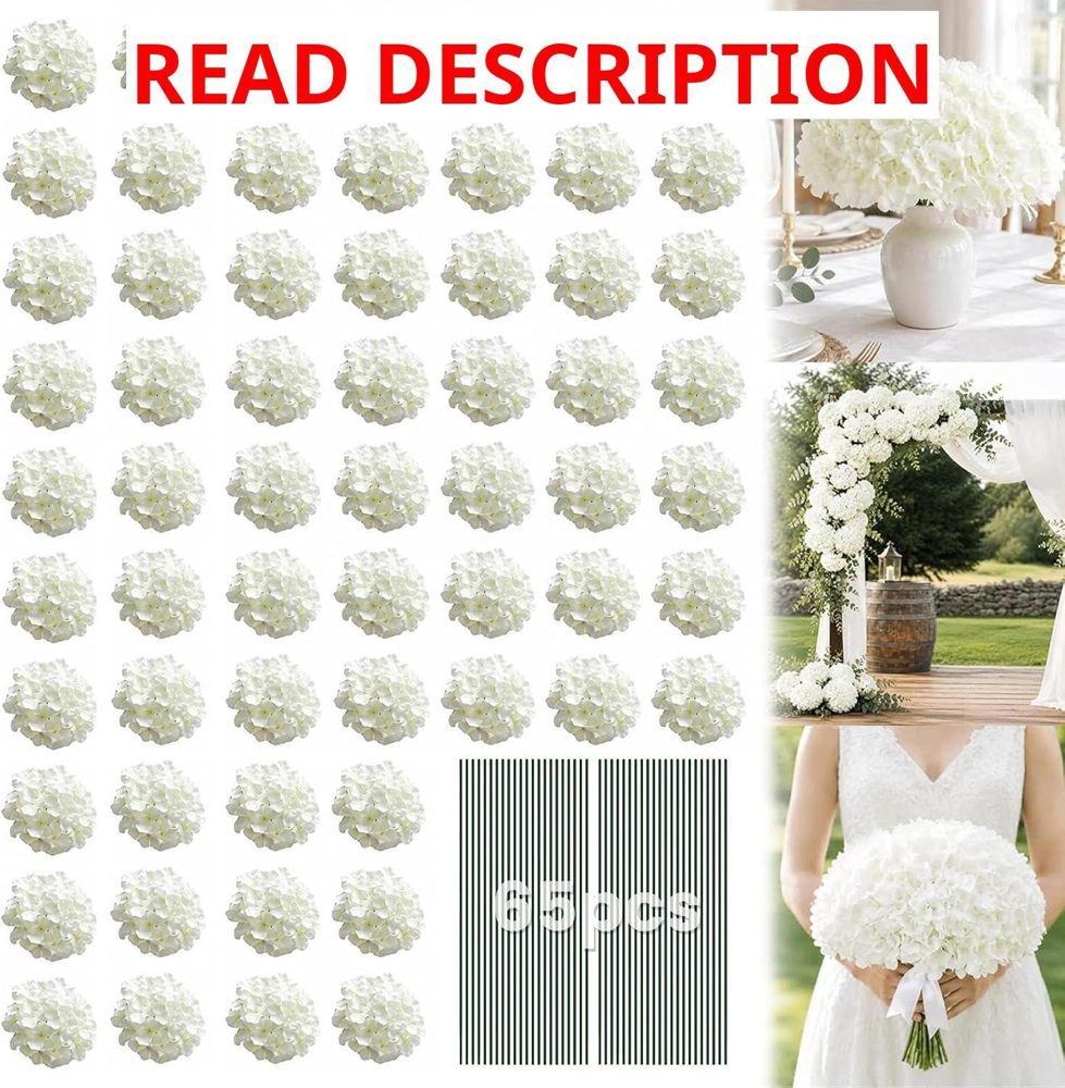 White Hydrangea Artificial Flowers 65Pcs