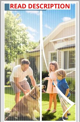 Magnetic Screen Door 38x82 White Heavy-Duty