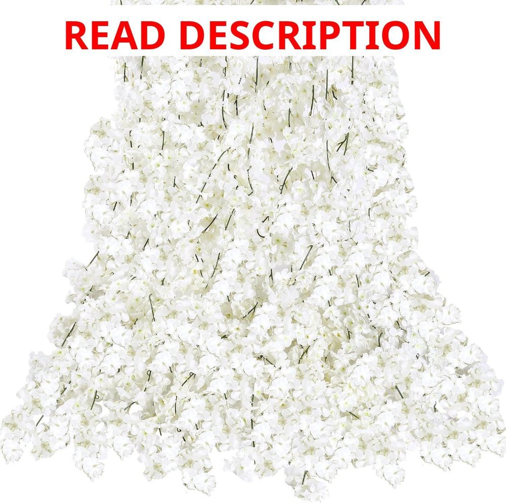 Sggvecsy Cherry Blossom Garland 6 Pack White