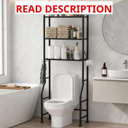 GloTika 3-Tier Over Toilet Storage Black