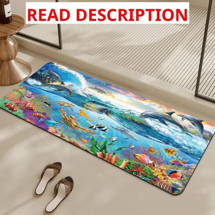 Sea Turtle Non-Slip Bath Rug 16.9x35.4in