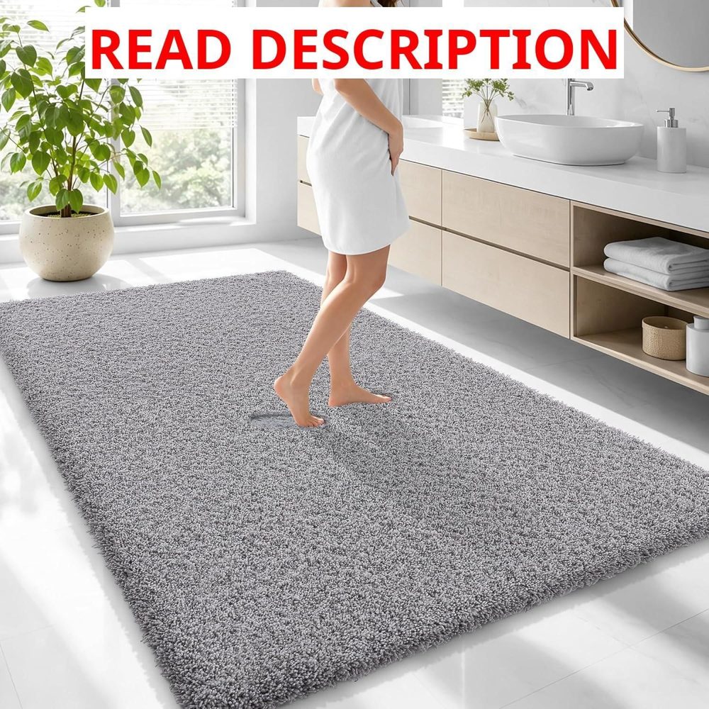 OLANLY Microfiber Bath Rug 70x46 Grey