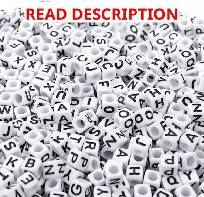 Augshy 700Pcs White Letter Beads for DIY (6mm)