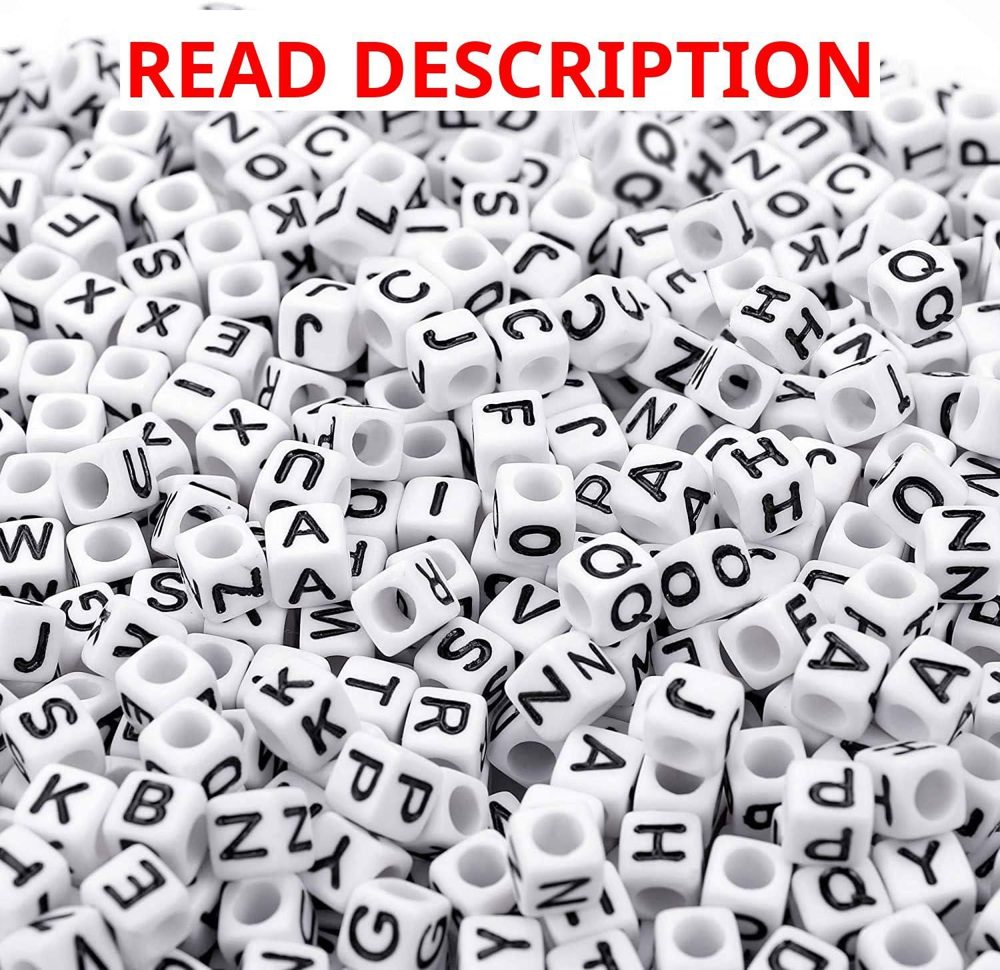 Augshy 700Pcs White Letter Beads for DIY (6mm)