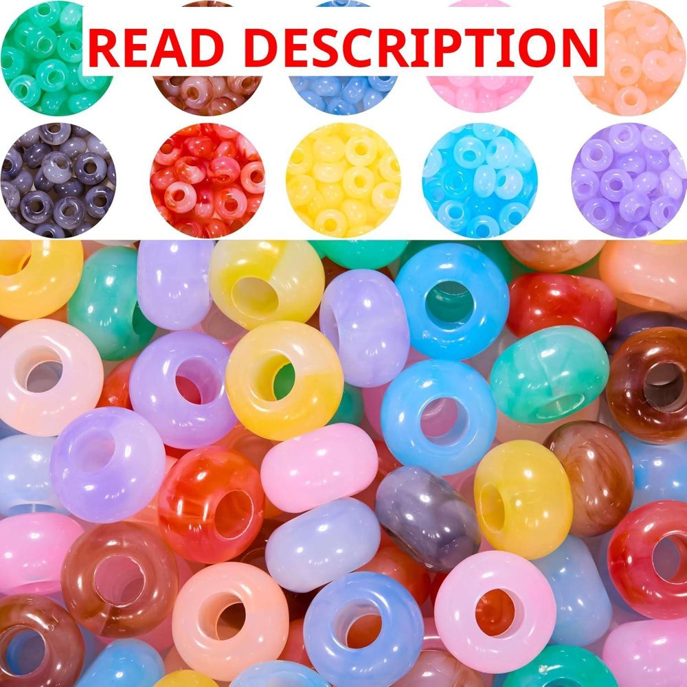 100Pcs Large Hole Acrylic Beads 14mm