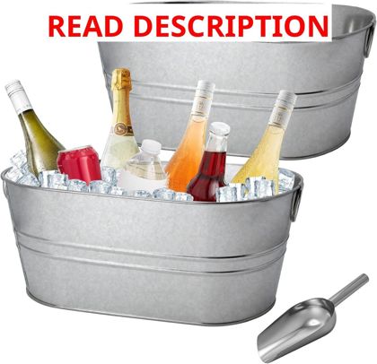 2-Pack 4-Gallon Galvanized Ice Buckets