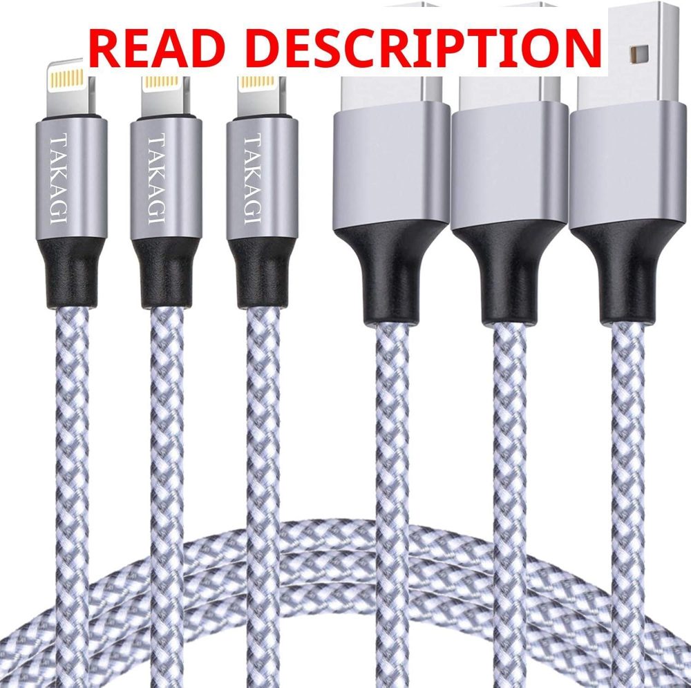 TAKAGI MFi Certified Lightning Cable 6ft 3Pack