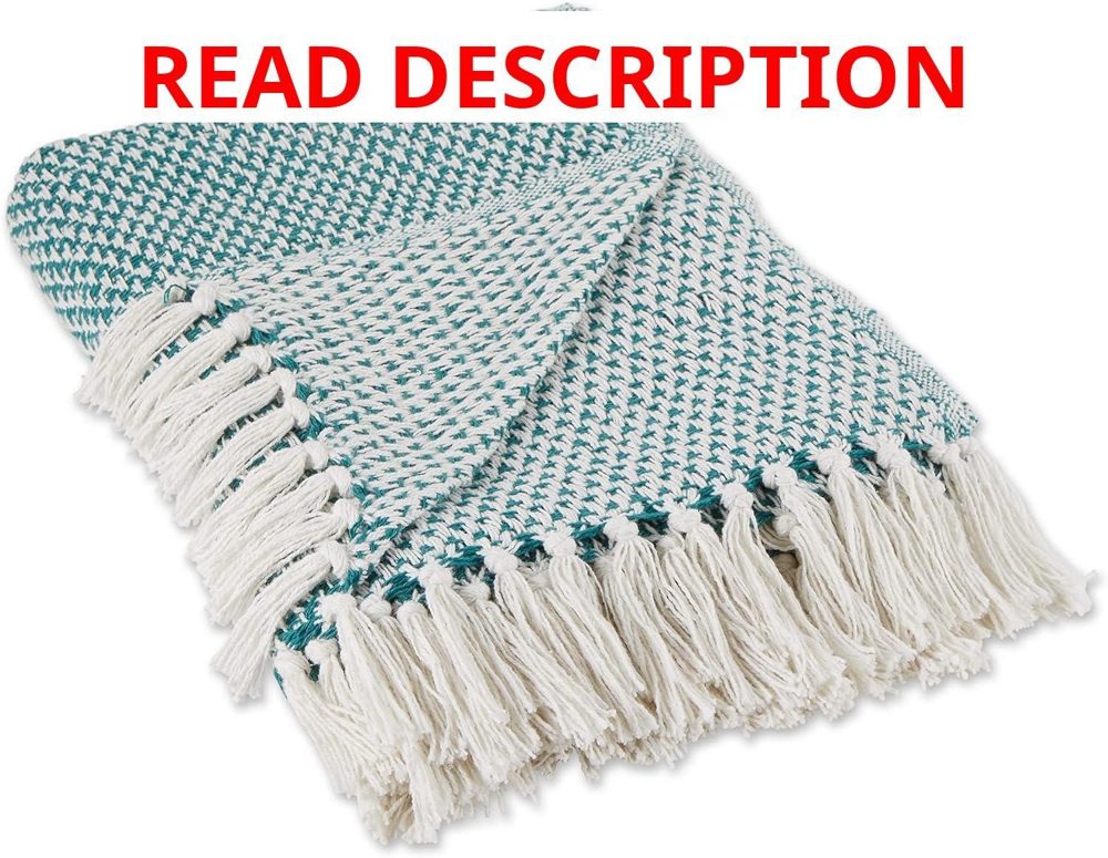 DII Woven Throw 100% Cotton Teal 50x60