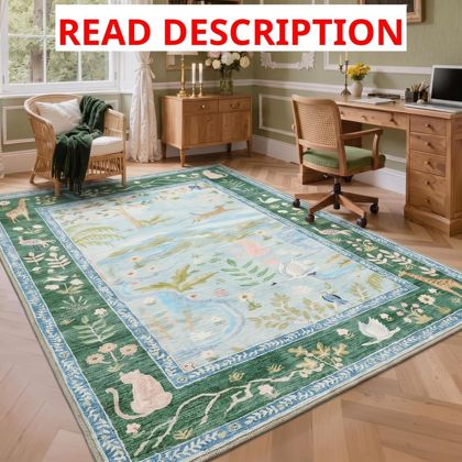 Washable Area Rug 5x7 Blue Animal Print Rugs