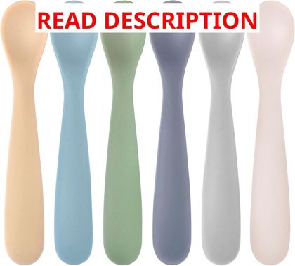 Eascrozn 6 Pack Silicone Baby Spoons 6+ Months