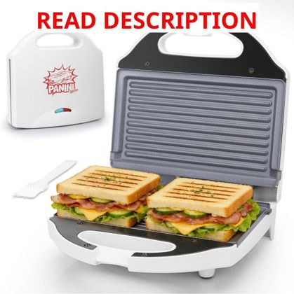 AshGlen Ceramic Mini Panini Press Grill White
