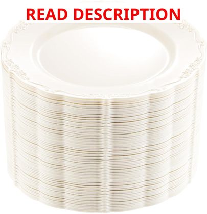 DaYammi 60PCS Ivory Plastic Plates 7.5"
