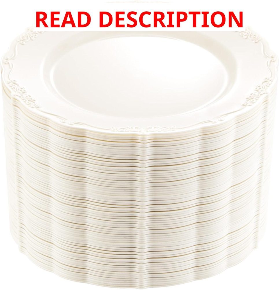 DaYammi 60PCS Ivory Plastic Plates 7.5"