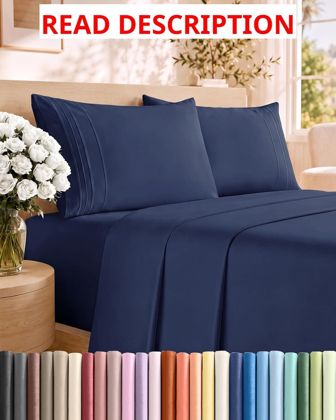 Queen Size 4 Piece Sheet Set - Navy Blue