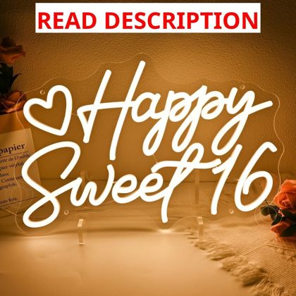 SYLHOME Happy 16th Birthday LED Neon Sign