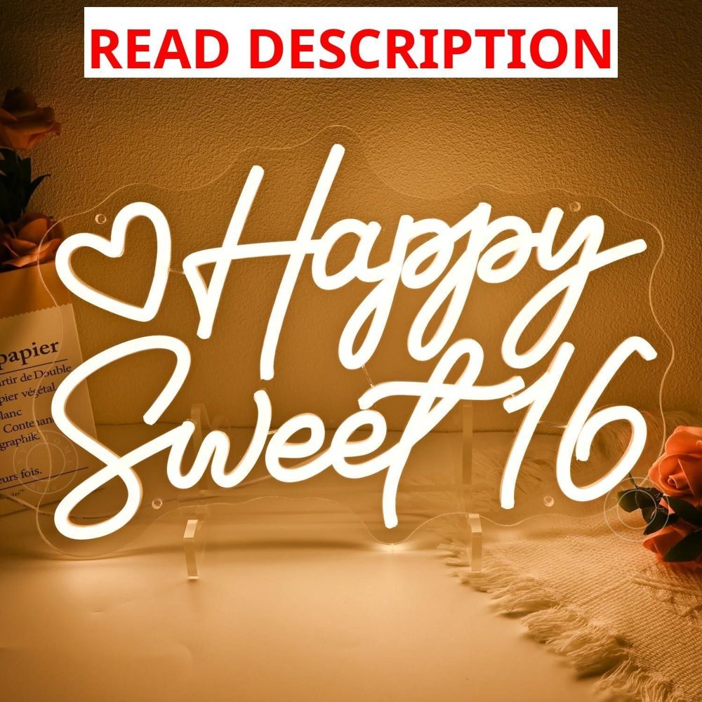 SYLHOME Happy 16th Birthday LED Neon Sign