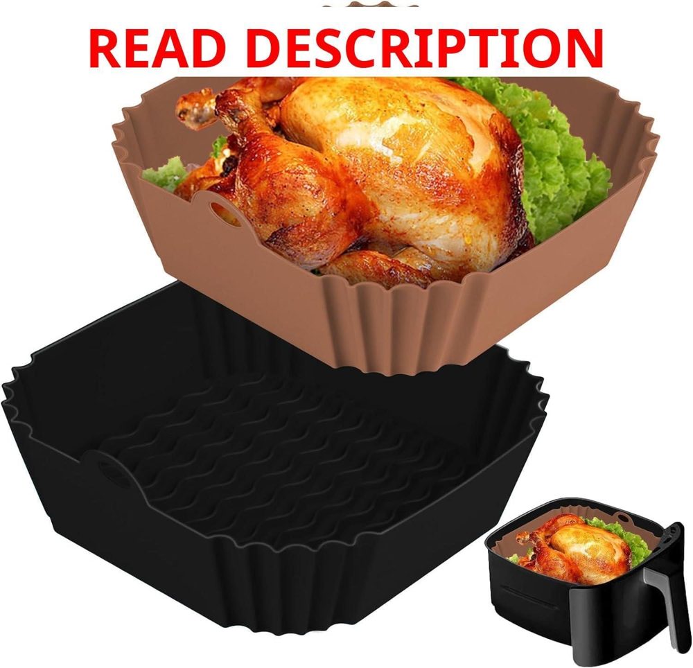 Boribim 2 PCS Square Silicone Air Fryer Liners