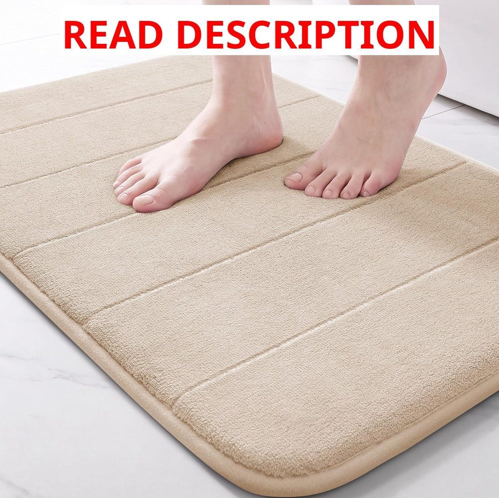 Yimobra Memory Foam Bath Mat Beige 24x17