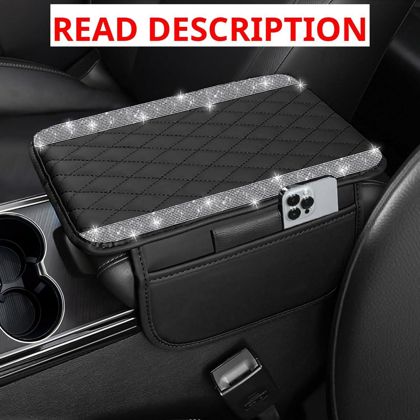 NBTEPEM Bling Car Console Cover Silver