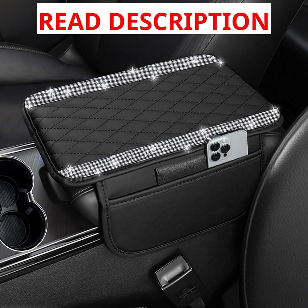 NBTEPEM Bling Car Console Cover Silver