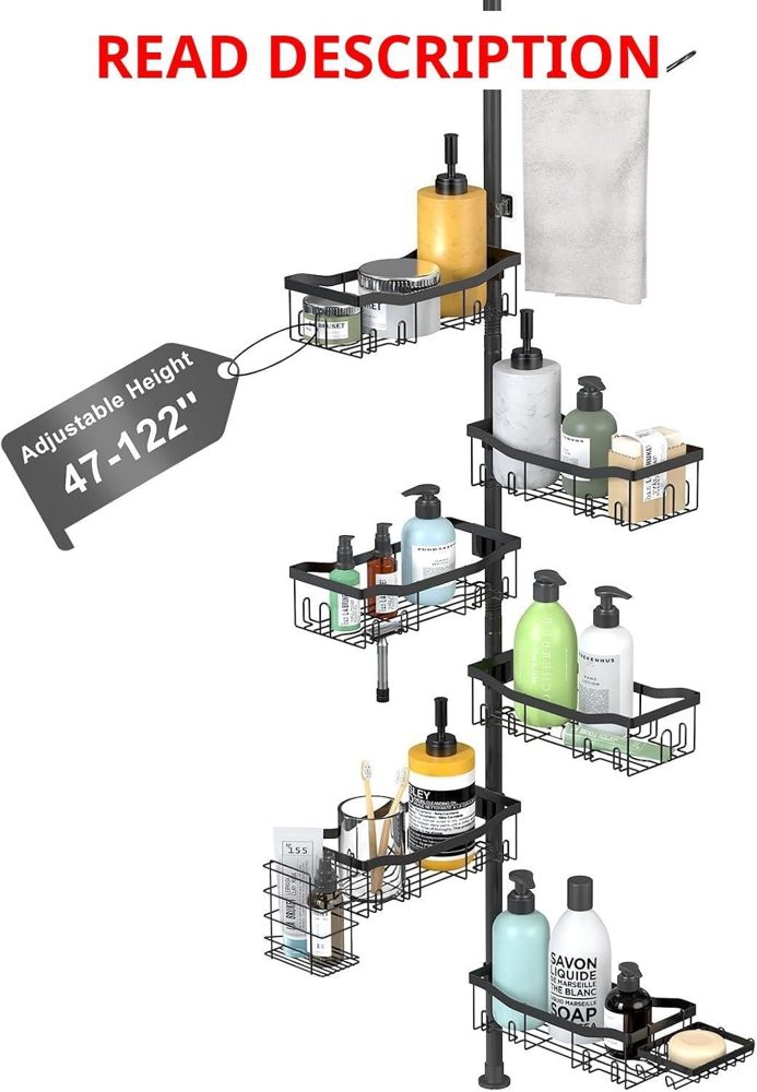 Shower Caddy Corner 6-Tier Rack Black