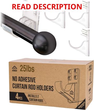 Heavy Duty Curtain Rod Holders 4 Pack