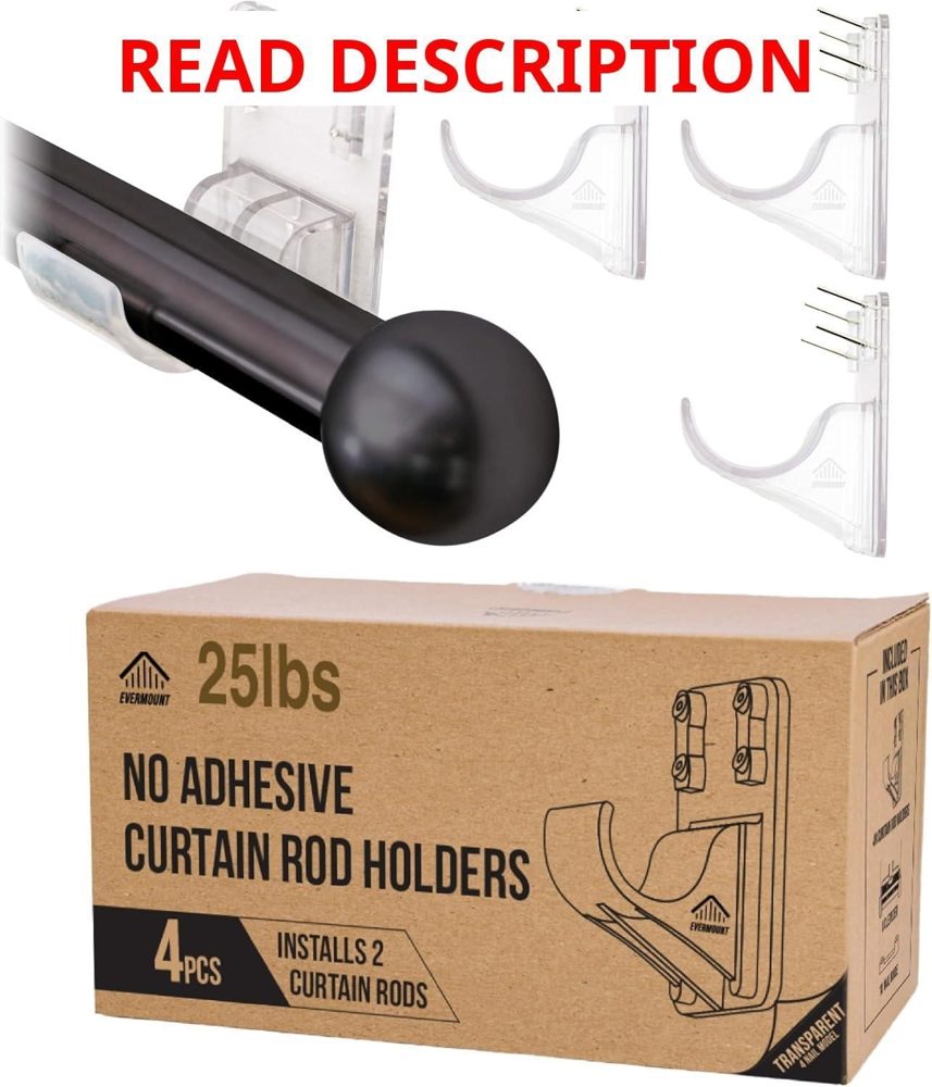 Heavy Duty Curtain Rod Holders 4 Pack