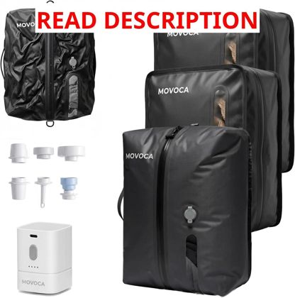MOVOCA 3 Pack Vacuum Bags with Pump 24L and 18L