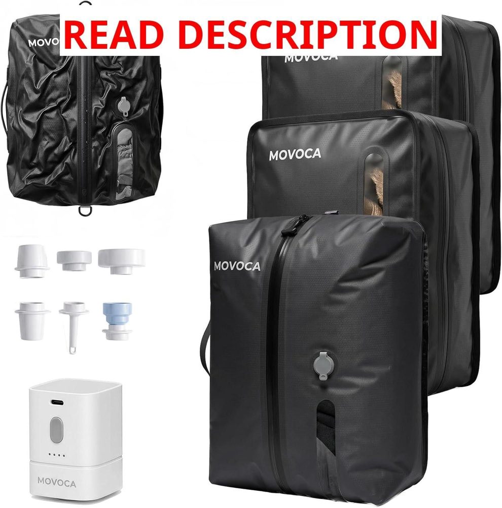 MOVOCA 3 Pack Vacuum Bags with Pump 24L and 18L