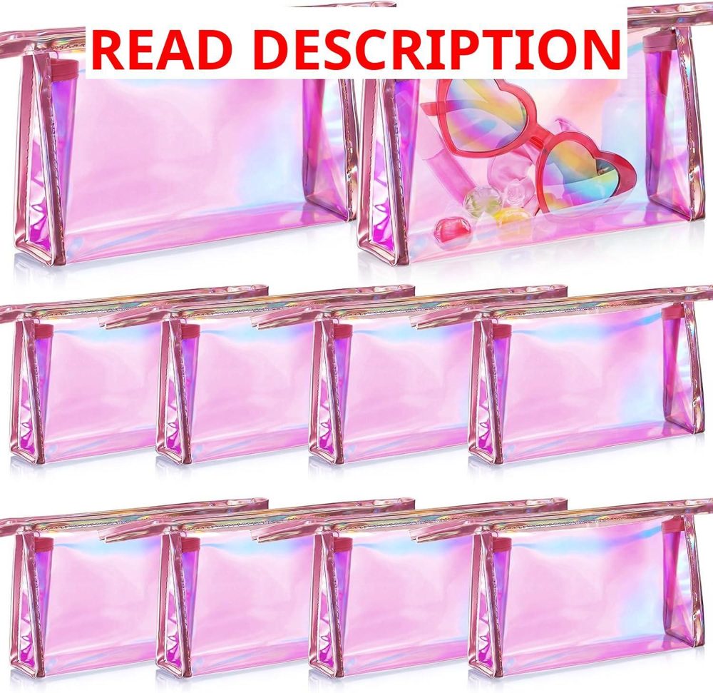 Aliceset 10 Pcs Iridescent Makeup Bag (Pink)