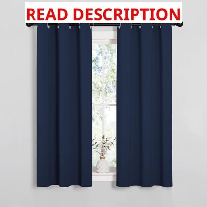 NICETOWN Navy Blackout Curtains 34"W x 54"L (2)