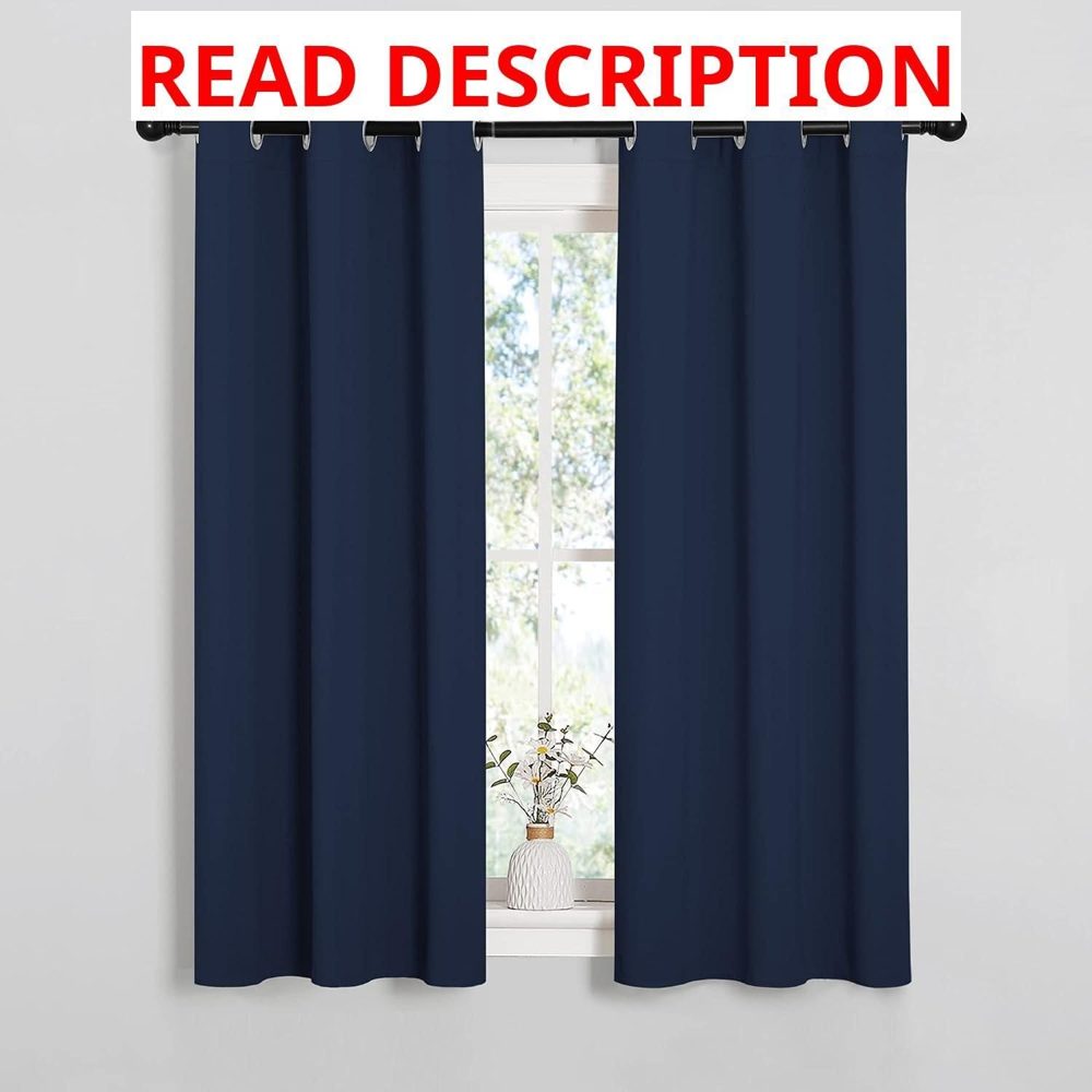 NICETOWN Navy Blackout Curtains 34"W x 54"L (2)