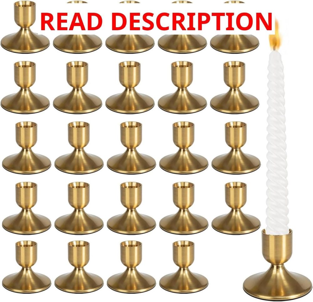 24Pcs Gold Taper Candlestick Holders (24) 2.8 inch