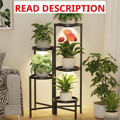LASZOLA Plant Stand 10" Tray 5 Tier Black