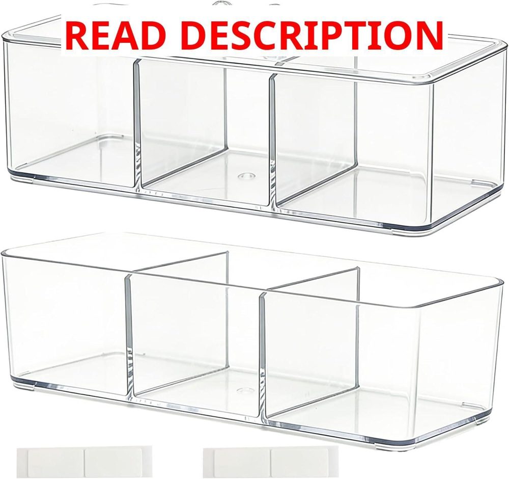 2 Pack Clear Bathroom Organizer with Lid