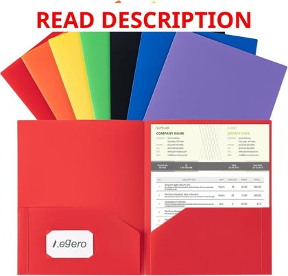 Aegero Plastic Folders with Pockets (7 Pack)