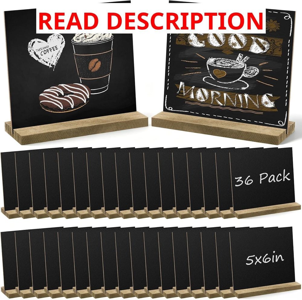 Queekay Mini Chalkboard Signs w Stand 36 Pack 5x6