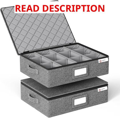 YearningHome Cup & Mug Storage Box (24) Grey