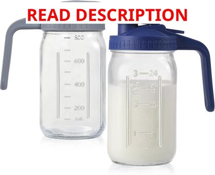 2-Pack 32oz Glass Pitcher with Lid Wide Mouth