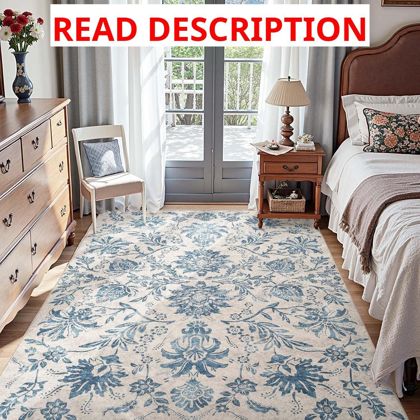 jinchan 5x7 Washable Rug Vintage Turquoise