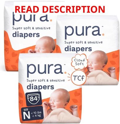 Pura Baby Diapers Newborn 84 Count Sensitive