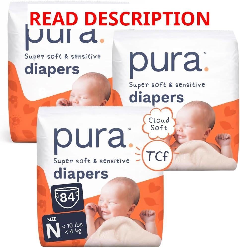 Pura Baby Diapers Newborn 84 Count Sensitive